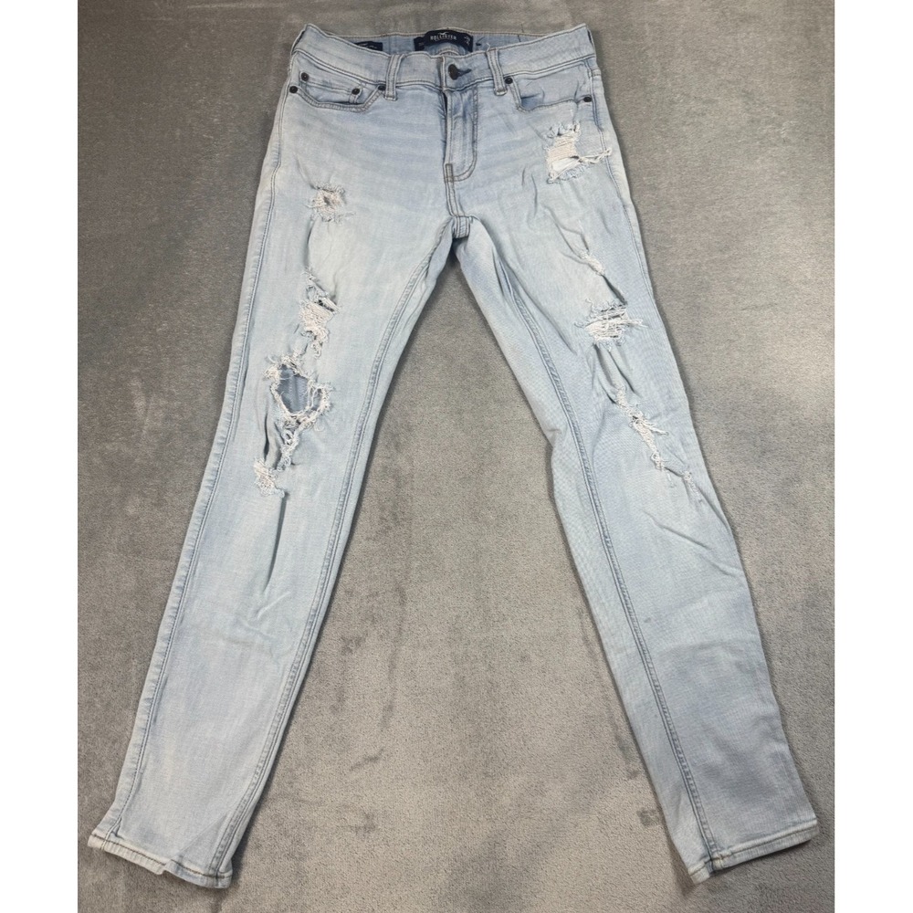 Hollister Advanced Stretch Skinny Distressed Light Wash Jeans Mens W29 L32